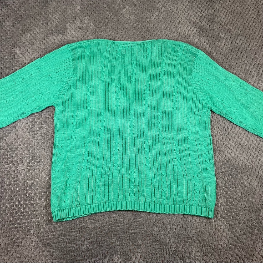 Yarnworks Women's Cardigan Sweater Size XL Green Cable Knit GrandmaCore Academia - Picture 4 of 7